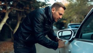 un homme vole une voiture