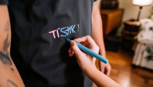 écriture au feutre sur un tshirt