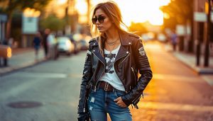 Look de rentrée : Adoptez la veste motarde patinée pour un style rock et chic