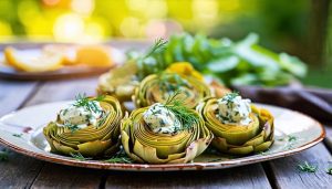 Recette apéro de fin d'été : Artichauts écrasés, aïoli citron-aneth