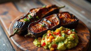 Aubergine rôtie épicée et guacamole : un festin végétarien qui enflamme les papilles