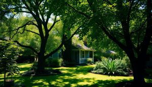 arbres dans jardin d'une maison