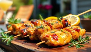 Brochettes de poulet au romarin et citron : Recette estivale à tomber par terre